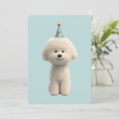 Invitation Fête d'anniversaire Bichon Frise (Debout devant)