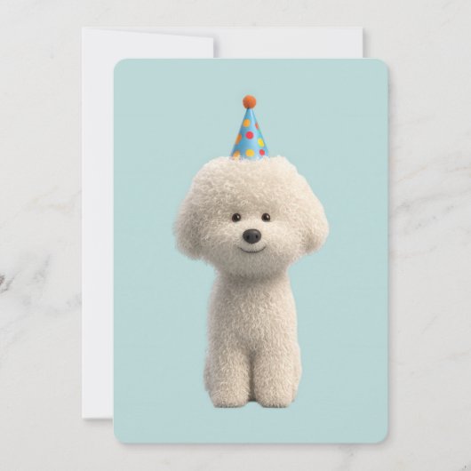 Invitation Fête d'anniversaire Bichon Frise (Devant)