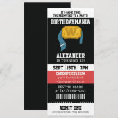 Invitation Fête d'anniversaire billet de catch (Devant / Derrière)