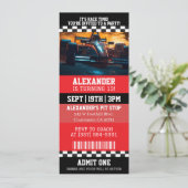 Invitation Fête d'anniversaire Billet de Course Automobile (Debout devant)