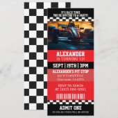 Invitation Fête d'anniversaire Billet de Course Automobile (Devant / Derrière)