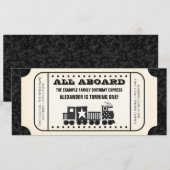 Invitation Fête d'anniversaire billet de train (Devant / Derrière)