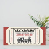 Invitation Fête d'anniversaire billet de train vintage (Debout devant)