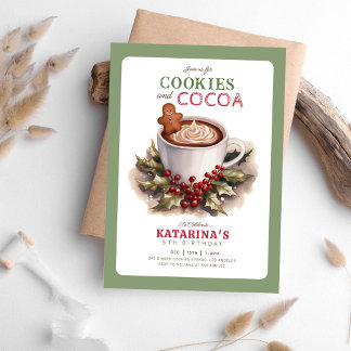 Invitation fête d'anniversaire biscuit et cacao