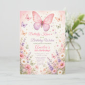 Invitation Fête d'anniversaire Bisous de papillon (Debout devant)