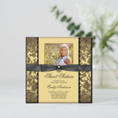 Invitation Fête d'anniversaire Black and Gold (Debout devant)