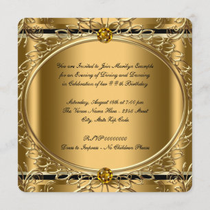 Invitation Fête d'anniversaire Black and Gold