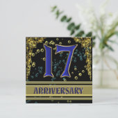 Invitation Fête d'anniversaire Black and Gold 17 ans (Debout devant)
