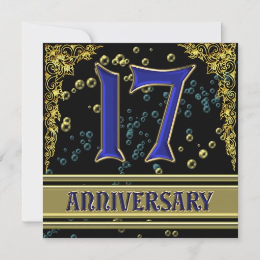 Invitation Fête d'anniversaire Black and Gold 17 ans (Devant)