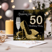 Invitation Fête d'anniversaire Black and Gold pour les 50 ans