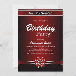 Invitation Fête d'anniversaire Black and Red Surprise