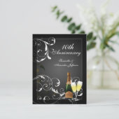 Invitation Fête d'anniversaire Black and White Silver Champag (Debout devant)