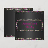 Invitation fête d'anniversaire Black Gold Pink Jew (Devant / Derrière)