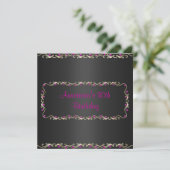 Invitation fête d'anniversaire Black Gold Pink Jew (Debout devant)