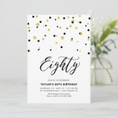 Invitation Fête d'anniversaire Black & Gold Simple Eighty 80 (Debout devant)