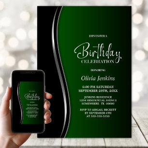 Invitation Fête d'anniversaire Black Green
