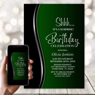 Invitation Fête d'anniversaire Black Green Surprise