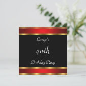 Invitation Fête d'anniversaire Black Red Black Red (Debout devant)