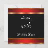 Invitation Fête d'anniversaire Black Red Black Red (Devant)