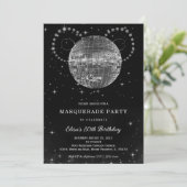 Invitation Fête d'anniversaire Black Silver Disko (Debout devant)