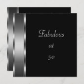 Invitation fête d'anniversaire Black Silver Fabule (Devant / Derrière)