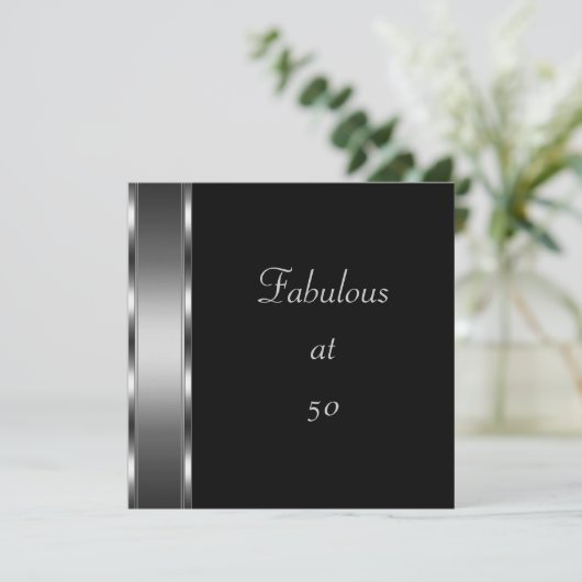 Invitation fête d'anniversaire Black Silver Fabule (Debout devant)