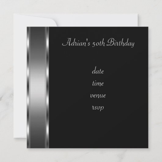 Invitation fête d'anniversaire Black Silver Fabule (Dos)