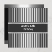 Invitation Fête d'anniversaire Black Silver Mens 30e (Devant / Derrière)