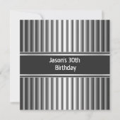Invitation Fête d'anniversaire Black Silver Mens 30e (Devant)