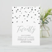 Invitation Fête d'anniversaire Black & Silver Simple Twenty 2 (Debout devant)