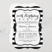 Invitation Fête d'anniversaire Black & White Stripes (Devant / Derrière)