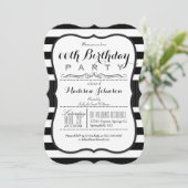 Invitation Fête d'anniversaire Black & White Stripes (Debout devant)
