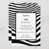 Invitation Fête d'anniversaire Black White Wave (Devant / Derrière)
