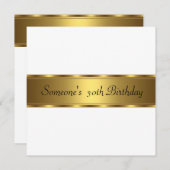 Invitation fête d'anniversaire Blanc Or 30e 40e 50 (Devant / Derrière)