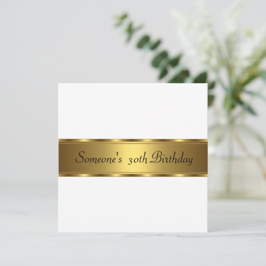 Invitation fête d'anniversaire Blanc Or 30e 40e 50 (Debout devant)