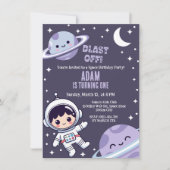 Invitation Fête d'anniversaire Blast Off dans l'espace - 1er  (Devant)