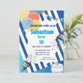 Invitation Fête d'anniversaire bleu (Debout devant)