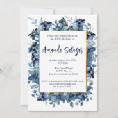 Invitation Fête d'anniversaire bleu moderne (Devant)