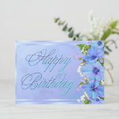 Invitation Fête d'anniversaire bleu romantique (Debout devant)