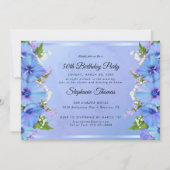 Invitation Fête d'anniversaire bleu romantique (Dos)