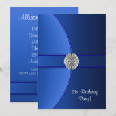 Invitation Fête d'anniversaire bleu royal (Devant / Derrière)