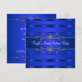 Invitation Fête d'anniversaire bleu royal (Devant / Derrière)