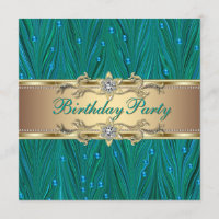 Fête d'anniversaire bleu sarcelle et or Paon