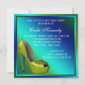 Invitation Fête d'anniversaire bleu sarcelle et vert citron (Dos)