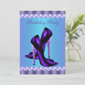 Invitation Fête d'anniversaire Bleu sarcelle et Violet (Debout devant)