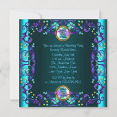 Invitation Fête d'anniversaire bleu sarcelle violet (Dos)