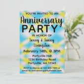 Invitation Fête d'anniversaire bleu Tie Dye (Debout devant)