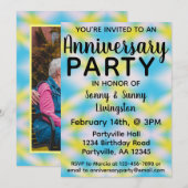 Invitation Fête d'anniversaire bleu Tie Dye (Devant / Derrière)