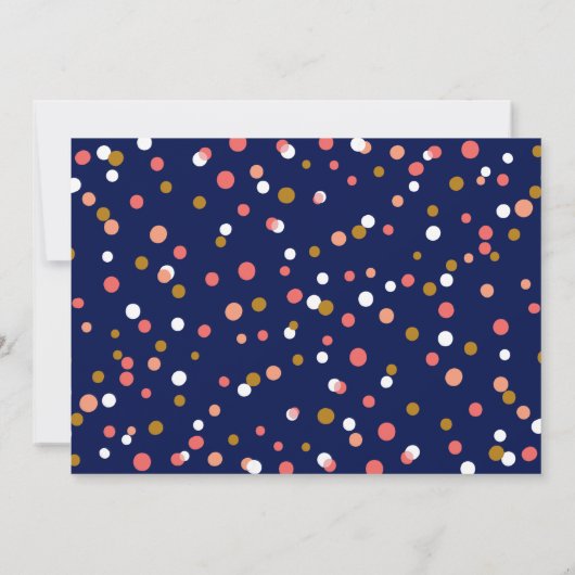 Invitation Fête d'anniversaire bleue aux points de confettis  (Dos)