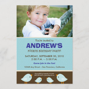 Invitation Fête d'anniversaire bleue de peu de garçon de